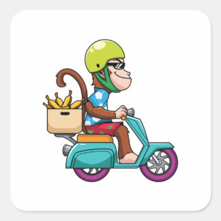 monkey scooter square sticker