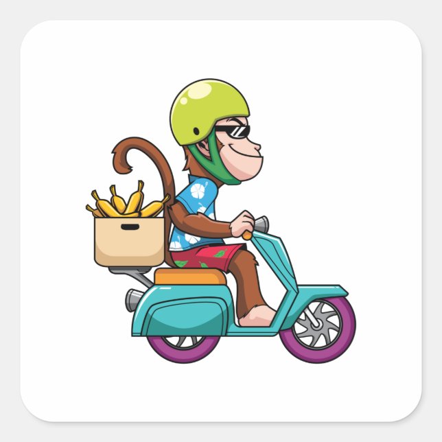 monkey scooter  square sticker (Front)
