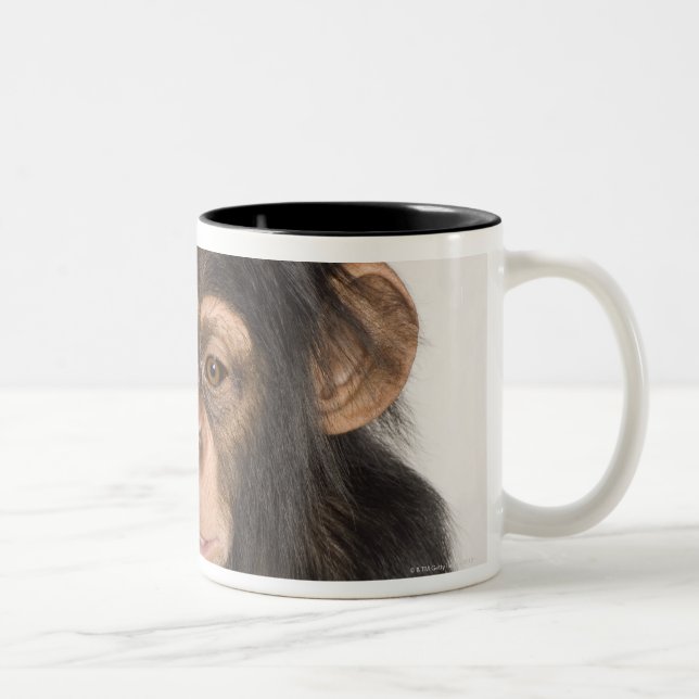 Monkey scratching its head Two-Tone coffee mug (Right)