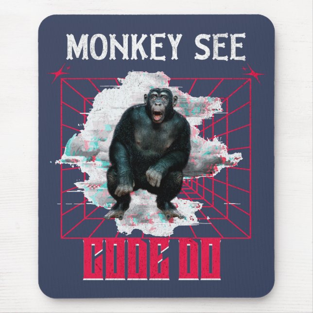 Monkey See Code Do Funny Web Developer Mouse Mat (Front)