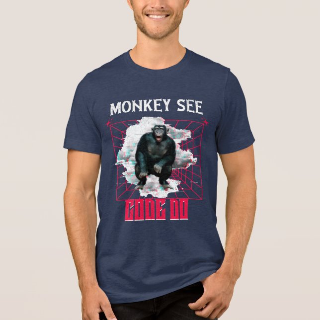 Monkey See Code Do Web Developer Humour Tri-Blend Shirt (Front)