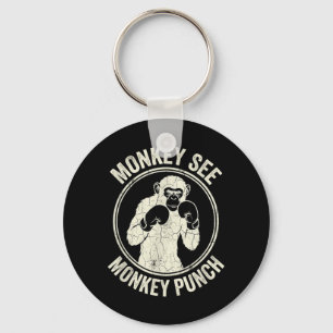 Monkey See Monkey Punch Vintage Boxing Gorilla Key Ring