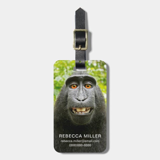Monkey Selfie Luggage Tag (Front Vertical)