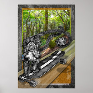 Monkey Selfie Simian Skater Camera  Poster