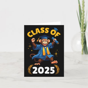 Monkey Senior Cl Of 2025 Graduation Day School Col Card