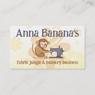 Monkey sewing machine seamstress quilting crafts business card