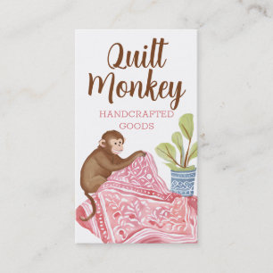 Monkey sewing quilt quilter quilting seamstress business card