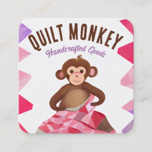 Monkey sewing quilt quilter quilting seamstress square business card