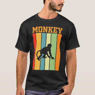 Monkey Shadow Silhouette In Retro Colours T-Shirt