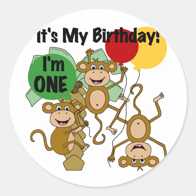 Monkey Shine 1st Birthday T-shirts and Gifts Classic Round Sticker (Front)
