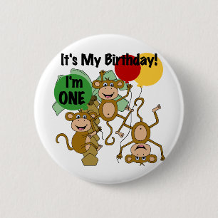 Monkey Shine 1st Birthday Tshirts and Gifts 6 Cm Round Badge