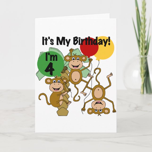 Monkey Shine 4th Birthday Tshirts and Gifts Card (Front)