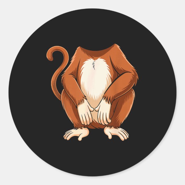 Monkey Shirt Adult Kids Men Women Brown Monkey Cos Classic Round Sticker (Front)