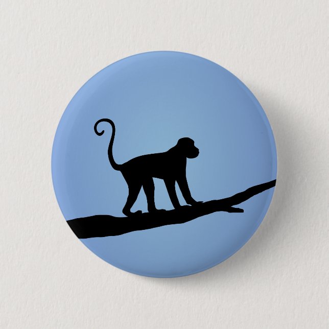 Monkey Silhouette 6 Cm Round Badge (Front)