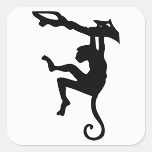 Monkey Silhouette Square Sticker