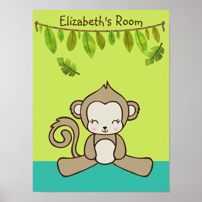 Monkey Sitting Down Cute & Kawaii Poster (Front)