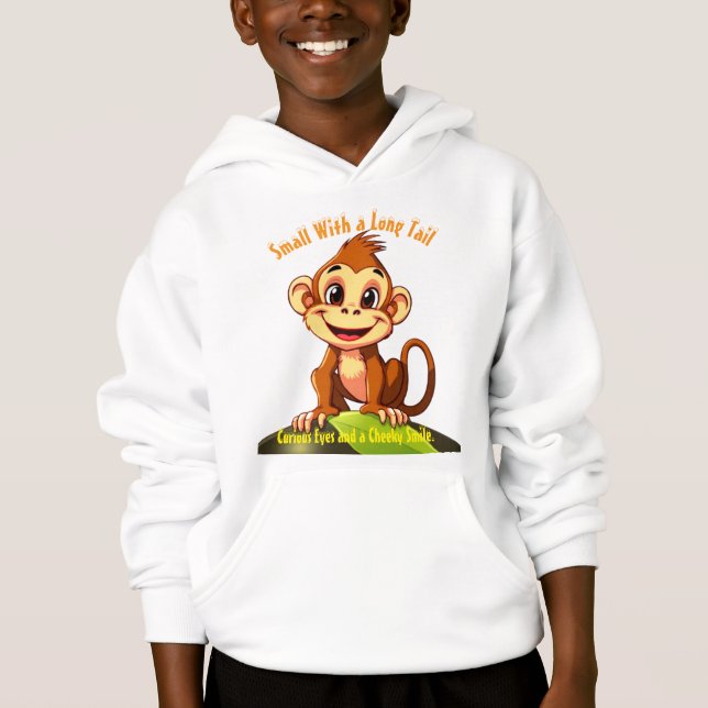 Monkey Sitting on A Green Leaf and Hill T-Shirt (Front)