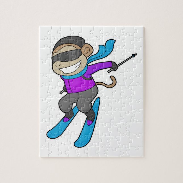 Monkey Skier Ski Jigsaw Puzzle (Vertical)