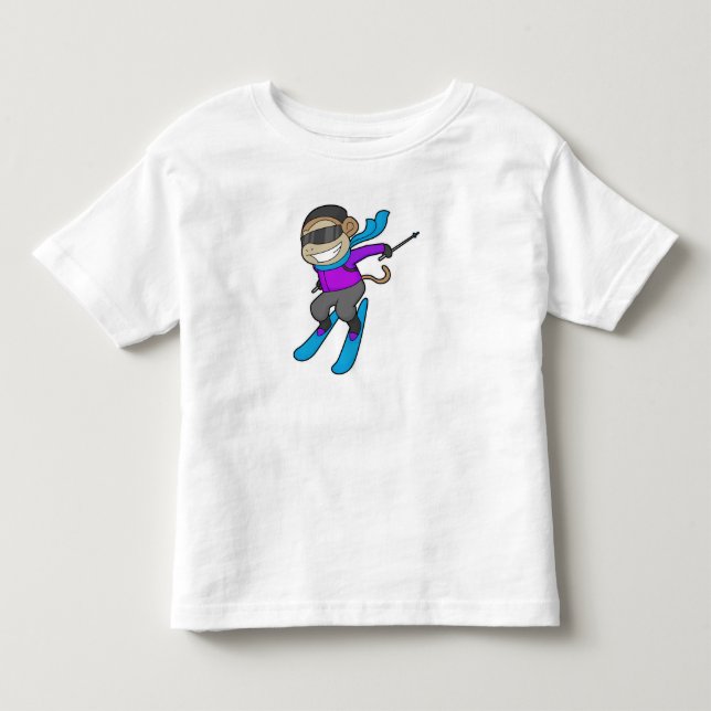 Monkey Skier Ski Toddler T-Shirt (Front)