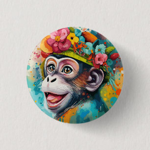 Monkey Smiling 3 Cm Round Badge