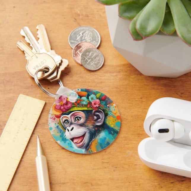 Monkey Smiling Key Ring (Desk)