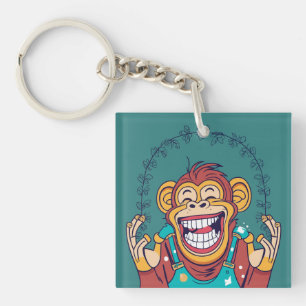 Monkey Smiling Key Ring
