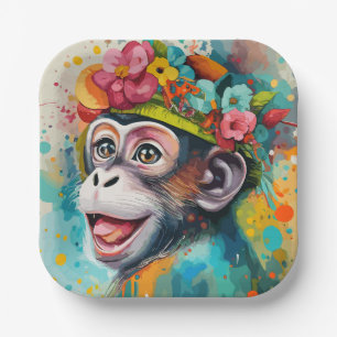 Monkey Smiling Paper Plate