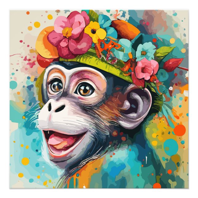 Monkey Smiling Photo Print (Front)
