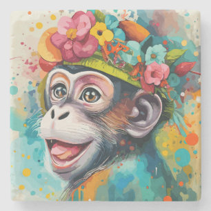 Monkey Smiling Stone Coaster