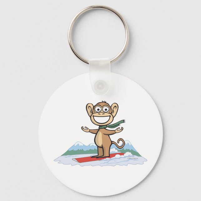 Monkey Snowboarder Key Ring (Front)