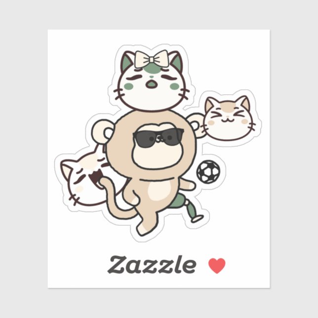 Monkey Soccer Player with Prosthetic Leg and Cat S (Sheet)
