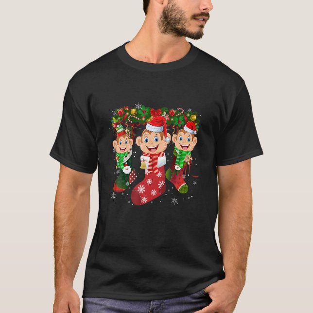 Monkey Socks Christmas Funny Family Pyjamas Christ T-Shirt (Front)