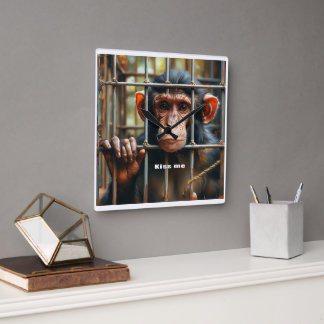 Monkey Square Wall Clock