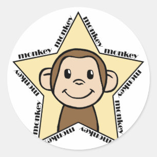 Monkey Star Classic Round Sticker