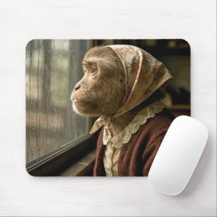 Monkey Staring Out at the Rain Mouse Mat