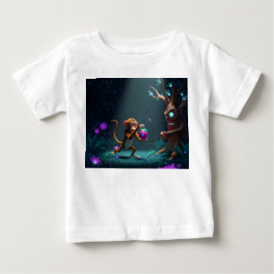 Monkey Stealing Magical Fruit from Grumpy Tree in Baby T-Shirt