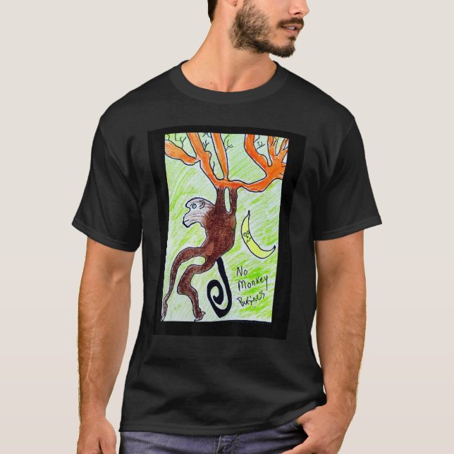 Monkey swinging branches cool design T-Shirt (Front)