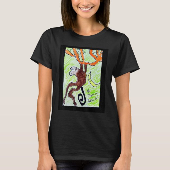 Monkey swinging branches cool design T-Shirt (Front)