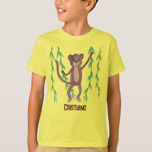 Monkey Swinging On Green Vines T-Shirt