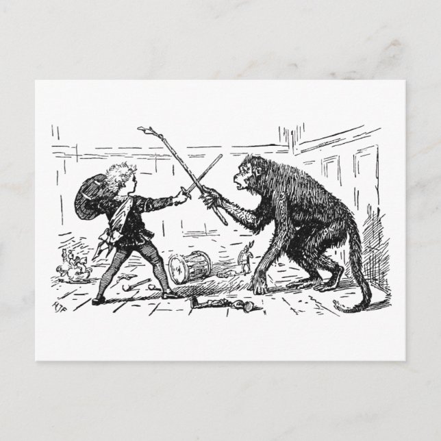 "Monkey Sword Fight" Postcard (Front)