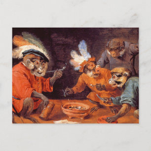 Monkey Tavern:  Vintage Art Postcard
