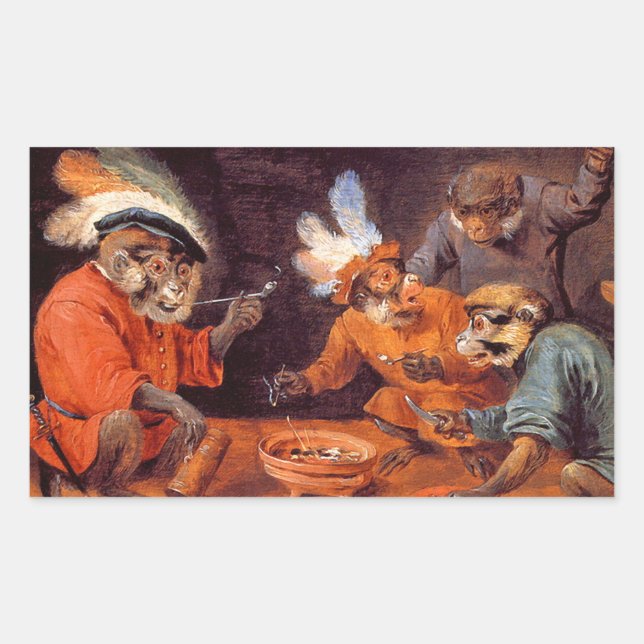 Monkey Tavern:  Vintage Art Stickers (Front)