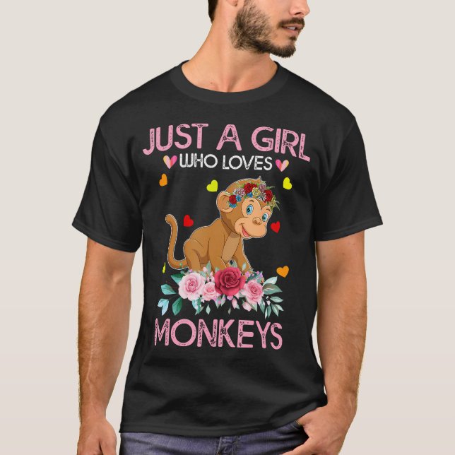 Monkey Tee For Women Kids Just A Girl Who Loves Mo (Front)