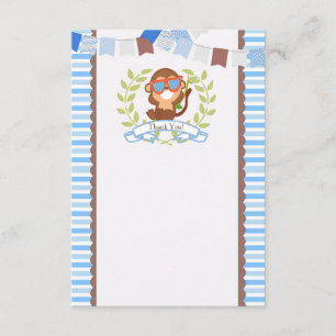 Monkey Thank You Card for Birthday or Baby Shower