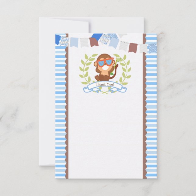 Monkey Thank You Card for Birthday or Baby Shower (Front)