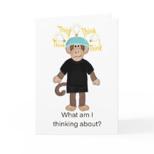 Monkey Thank you or Thinking of you Greeting Card