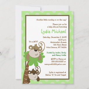 Monkey Time 5x7 Palm Tree Jungle Baby Shower Invitation