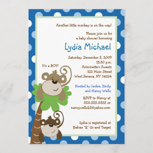 Monkey Time 5x7 Palm Tree Jungle Baby Shower Invitation