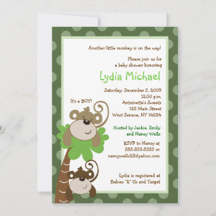 Monkey Time 5x7 Palm Tree Jungle Baby Shower Invitation