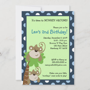 Monkey Time 5x7 Palm Tree Jungle Birthday Invite
